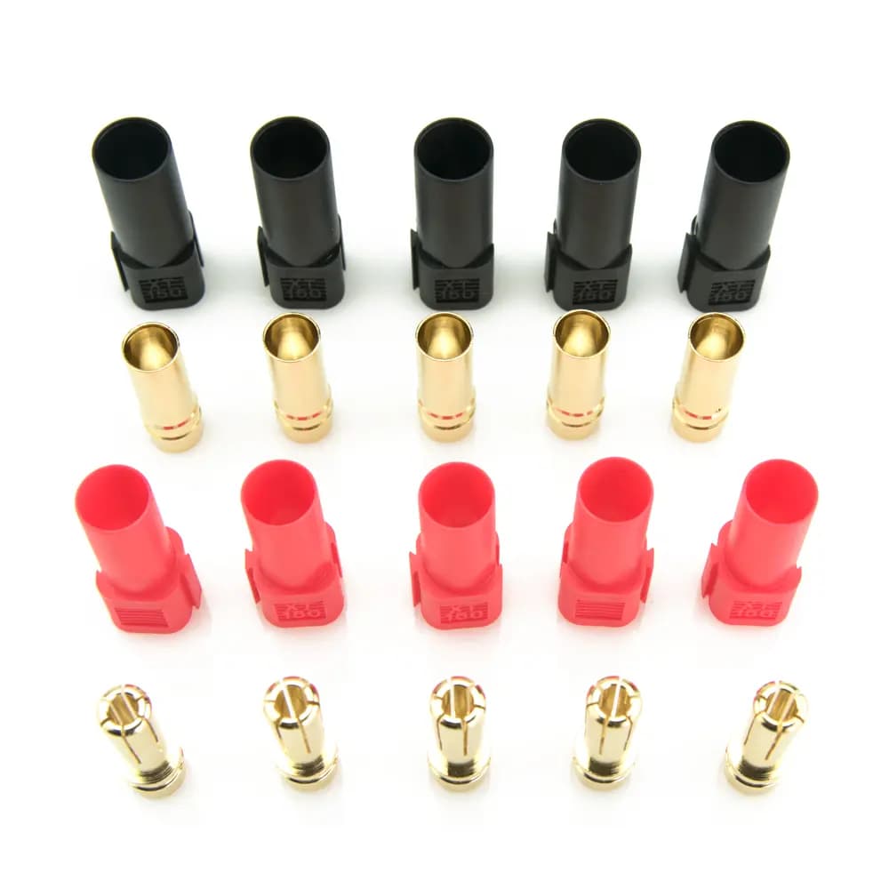XT150 Connector Sets w/ 6mm Gold Connectors - Red & Black - 3 for fpv drones 1