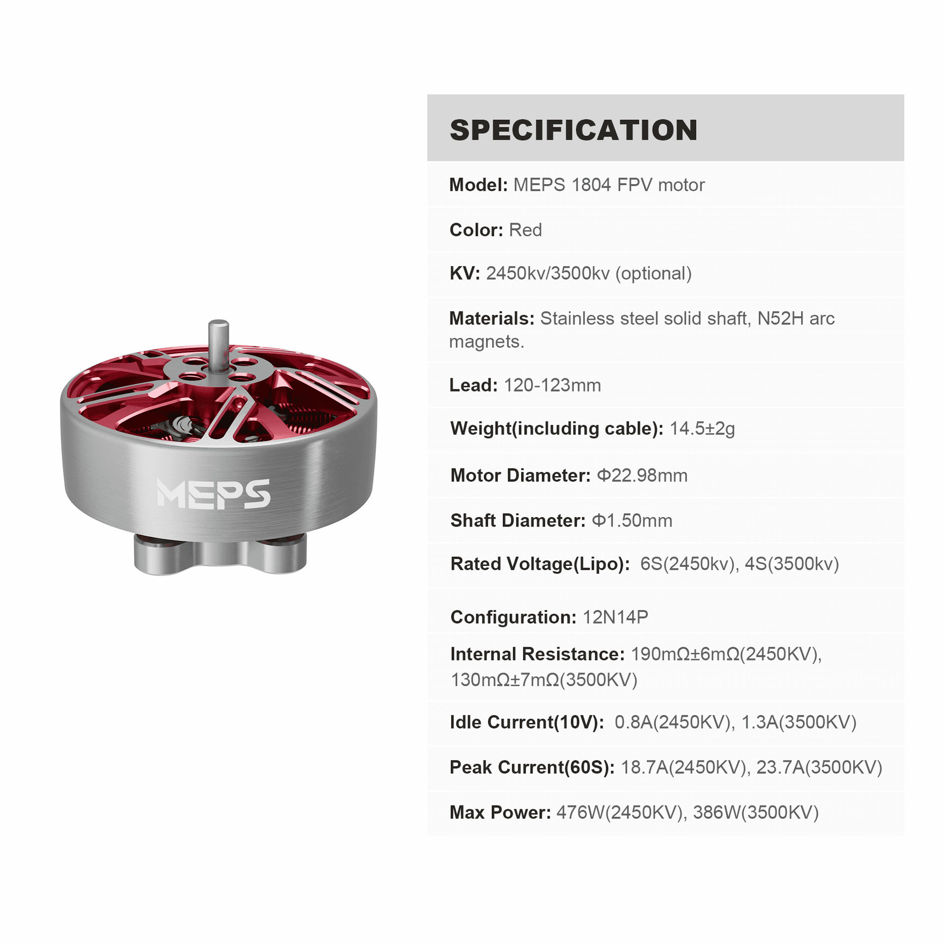 MEPS SZ1804 FPV Brushless Motor for 3inch Drone 2450KV/3500KV for fpv drones 7