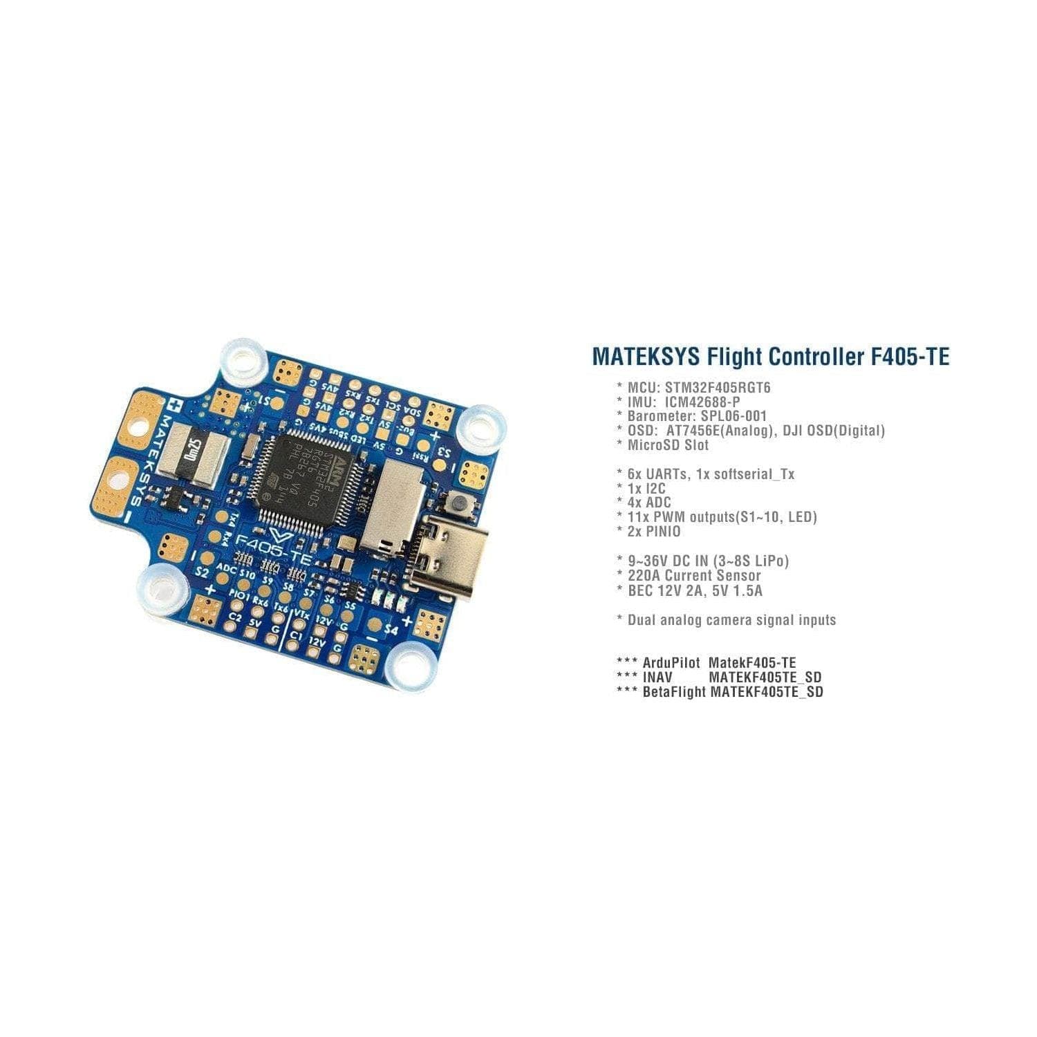 Matek F405-TE 30x30 Flight Controller w/ Built-in PDB for fpv drones 4