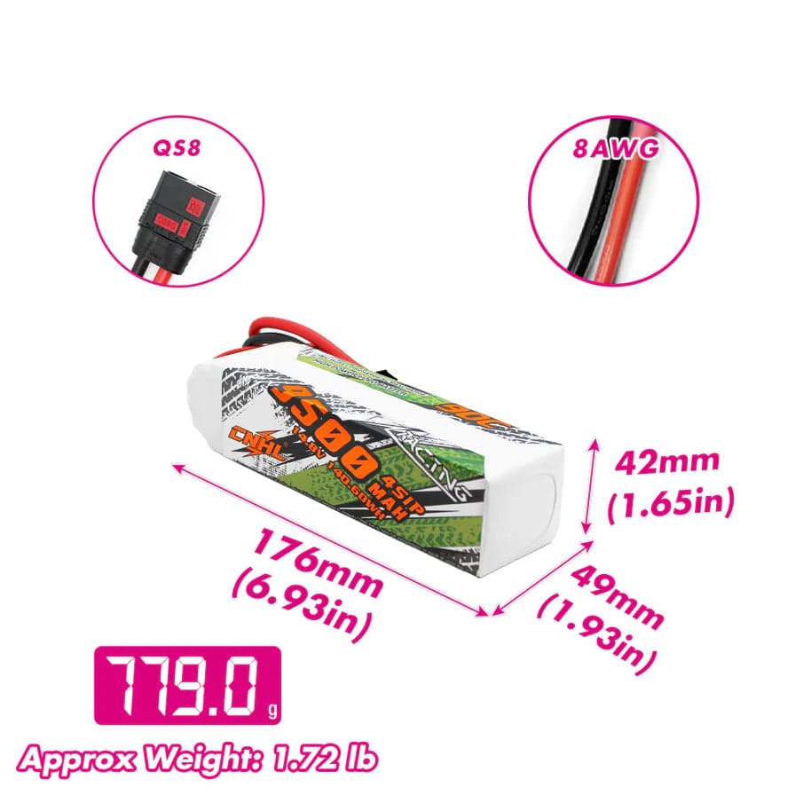 CNHL Racing Series 9500mAh 14.8V 4S Lipo Battery [DG] for fpv drones 3