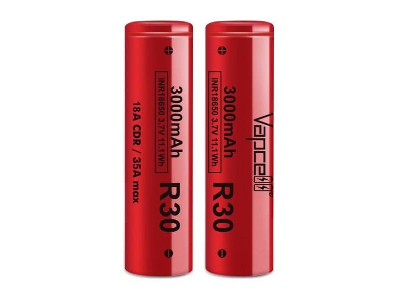Vapcell R30 18650 18A Flat Top 3000mAh Lithium Ion Battery (2pcs) for fpv drones