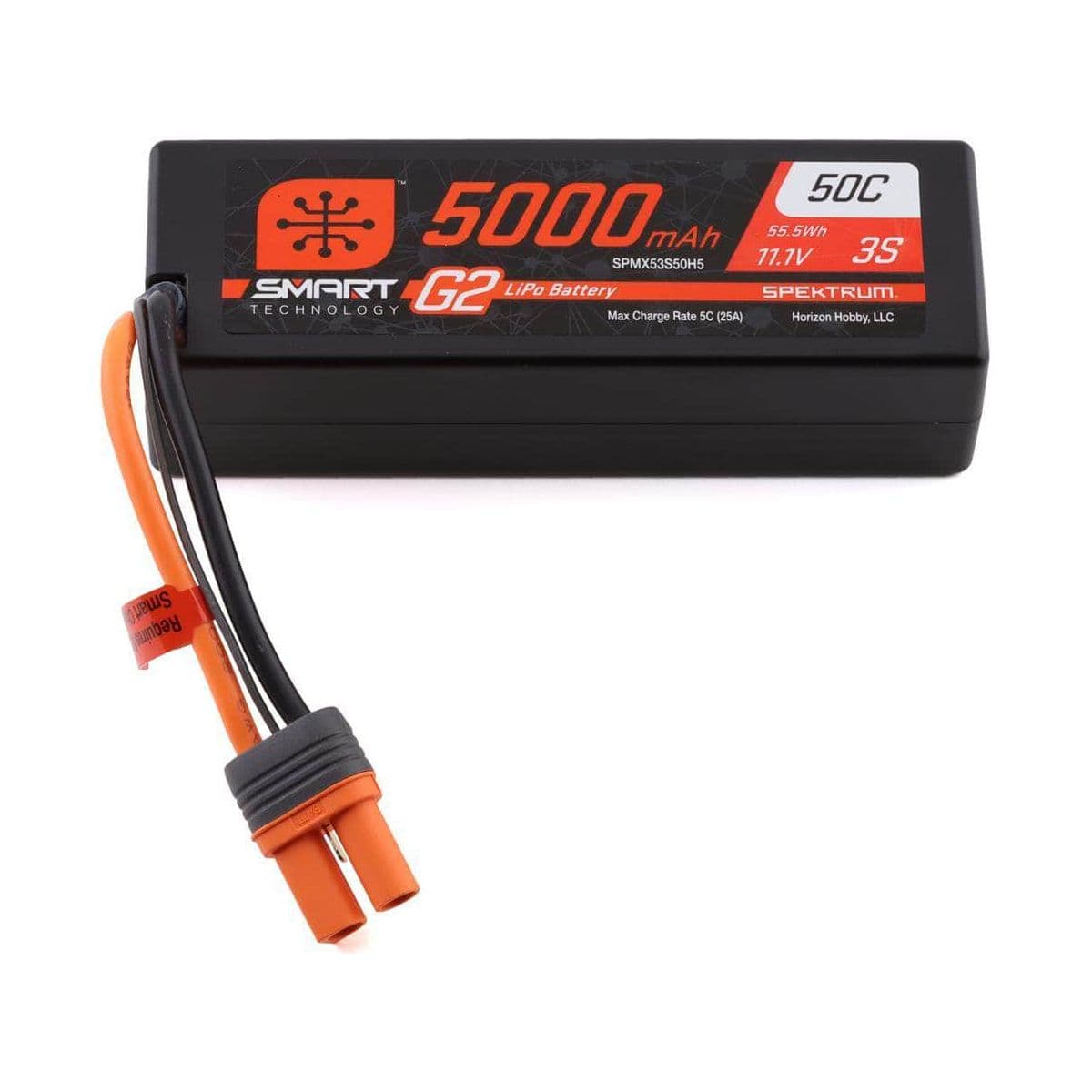 SPMX53S50H5, Spektrum RC 3S Smart G2 LiPo 50C Battery Pack (11.1V/5000mAh) w/IC5 Connector for fpv drones 3