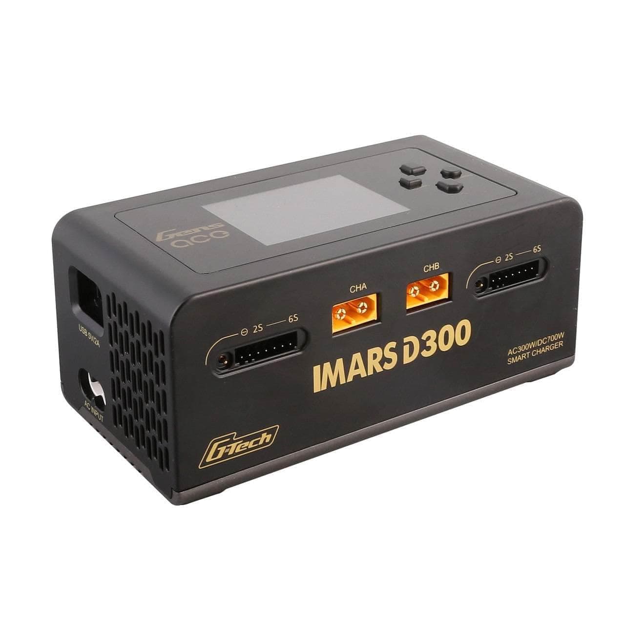 GensAce IMARS D300 G-Tech 300W/700W 1-6S 32A Dual Channel AC/DC Smart Charger - Black for fpv drones
