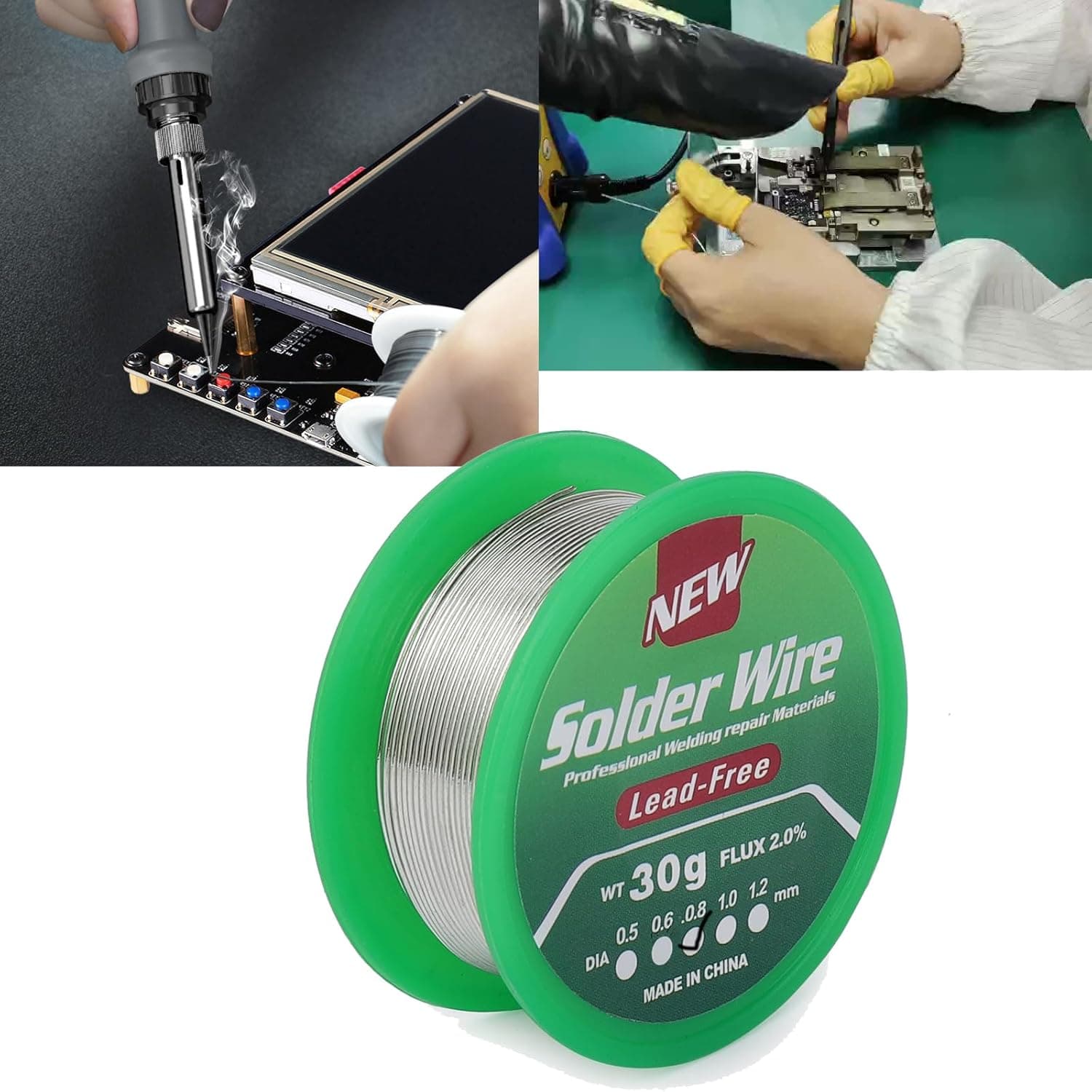 Hilo de soldadura de 0.8 mm, Sn99.3/Cu0.7, 20 g, con fundente y núcleo de resina 30g for fpv drones 3