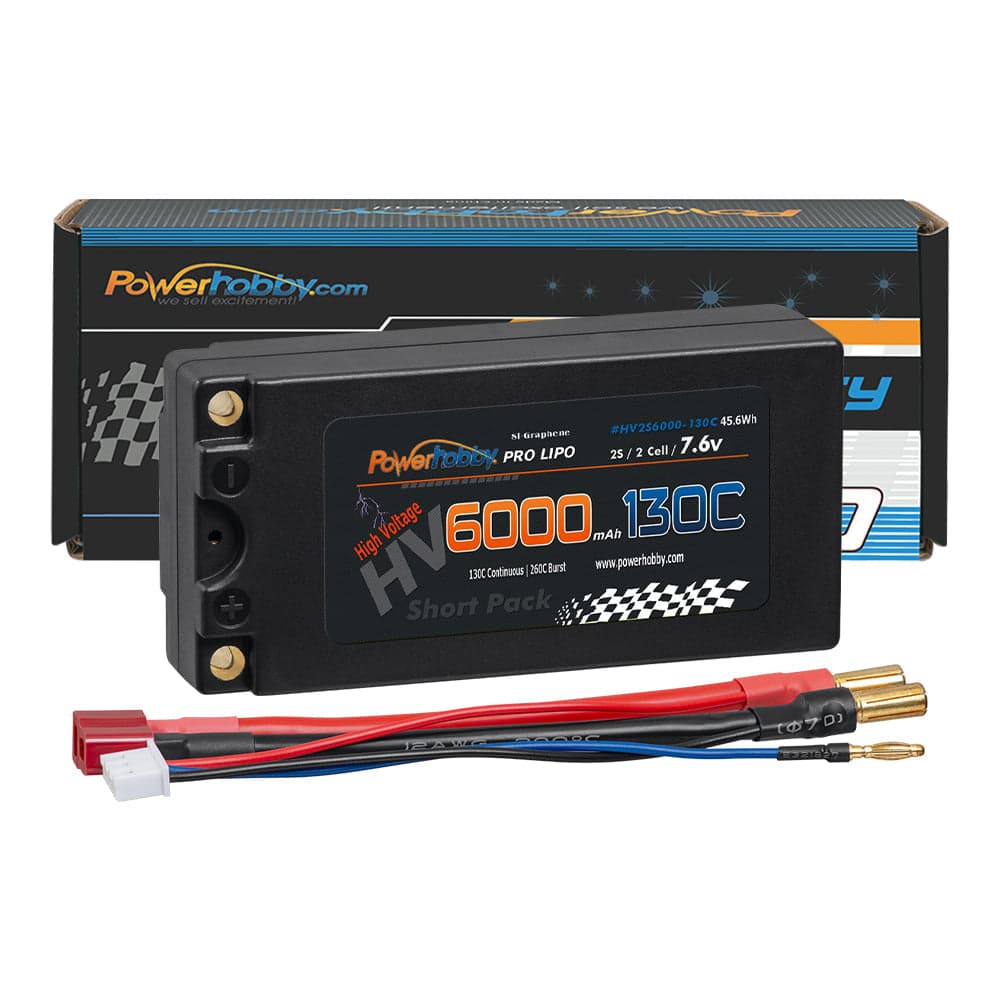Powerhobby 2S 7.6V 6000mah 130C HV + Graphene Shorty Lipo Battery 5MM for fpv drones 3