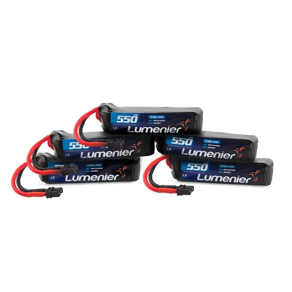 Lumenier 550mAh 4S 80c LiPo Battery (XT-30) - 5 Pack Bundle - 14.8 Volt (4 Cell) for fpv drones 1