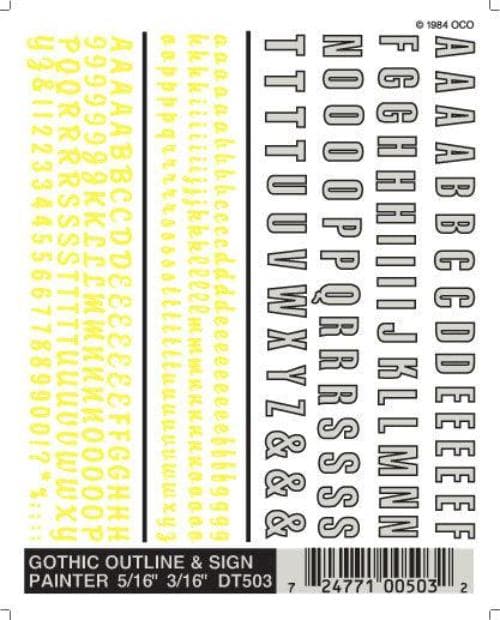 Woodland Scenics DT503Gothic Outline & Painter 5/16-3/16" Train Decal Sheet for fpv drones
