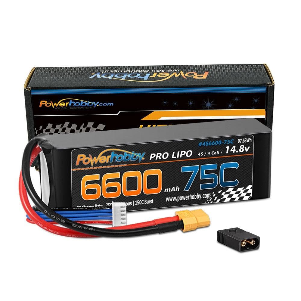 PowerHobby 4S 14.8V 6600mAh 75C-150C Lipo Battery XT60 + Adapter for fpv drones 2