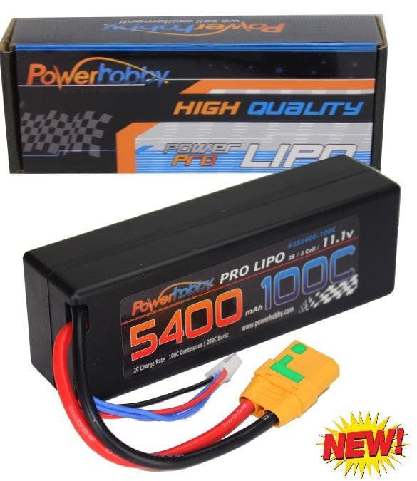 Powerhobby 3s 11.1v 5400mah 100c lipo Battery w XT90 Plug Hard Case for fpv drones