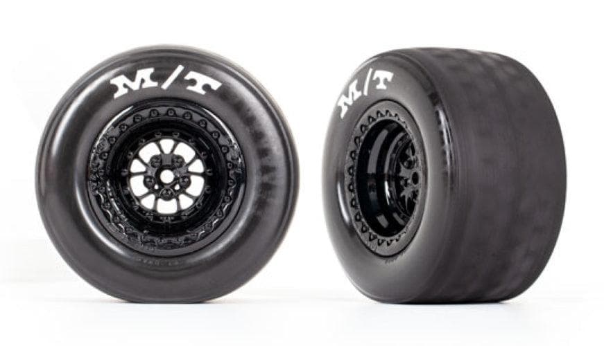 Traxxas Tires & Wheels Assembled Glued (Weld Gloss Black Wheel Tire) Drag Slash for fpv drones