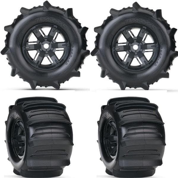 Traxxas 7773 Mounted Sand Paddle Tires / Wheels (4) X-Maxx Assebmled XMAXX for fpv drones