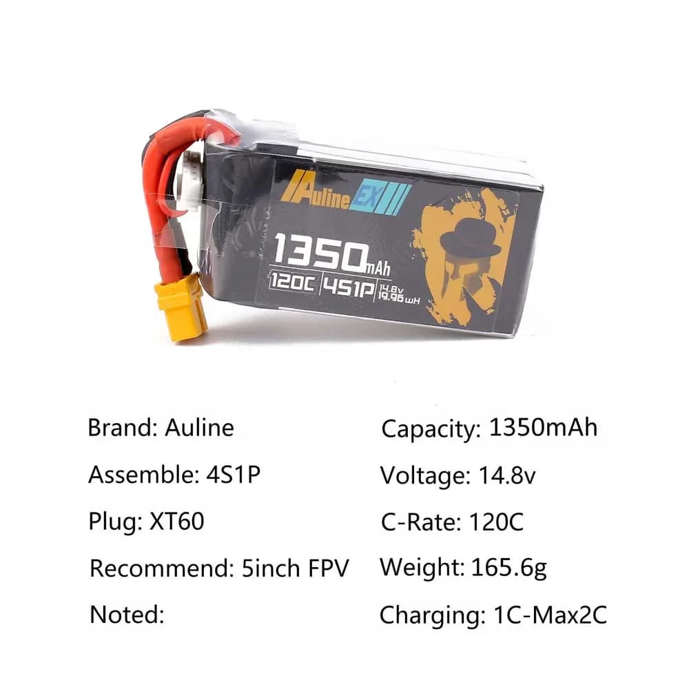 Auline EX 1350mAh 4S 120C Lipo Battery - 2.5 for fpv drones 6
