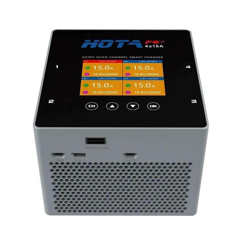 HOTA F6+ 1000W 60A 1-6S Quad Channel AC/DC Smart Charger - Grey for fpv drones 1