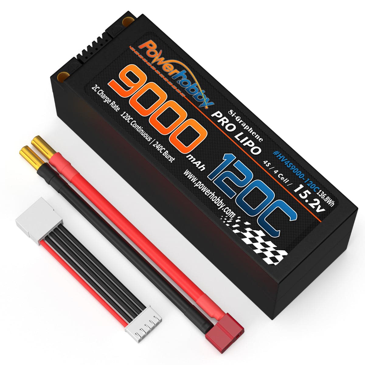 Powerhobby 15.2V 4S 9000MAH 120C Graphene + HV Lipo Battery 5mm Bullets Deans for fpv drones 2