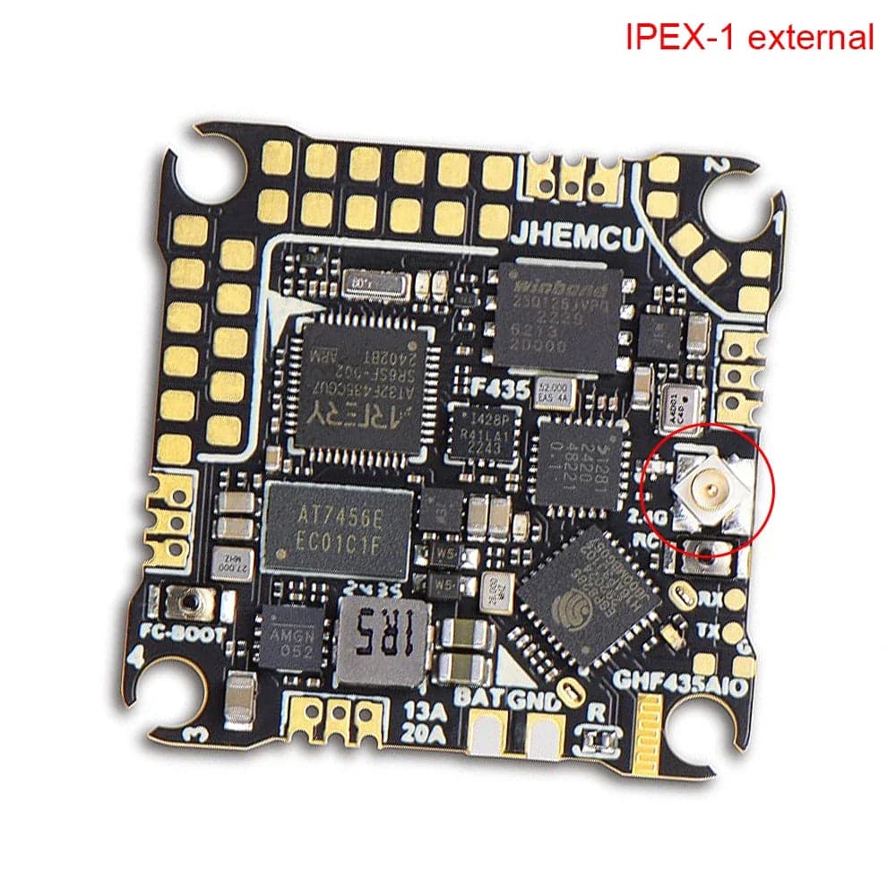 JHEMCU 2-4S GHF435AIO 20A 2·4G Flight Controller Built-in ELRS (IPEX/SMD) for RC Drone