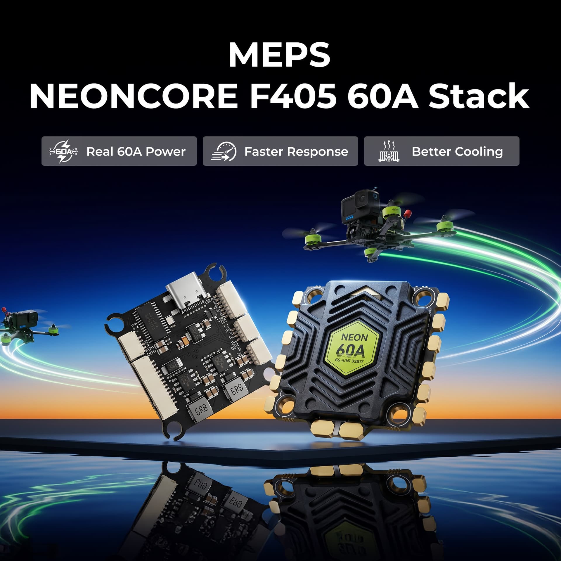 MEPS NEONCORE F405 60A 4-In-1 FPV Stack-30.5x30.5mm for fpv drones 13