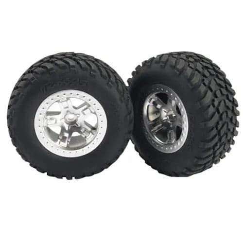 Traxxas TRA5875 Off-Road 2.2 Tires Satin-Finish Chrome Wheels Fr: 1/10 2wd Slash for fpv drones