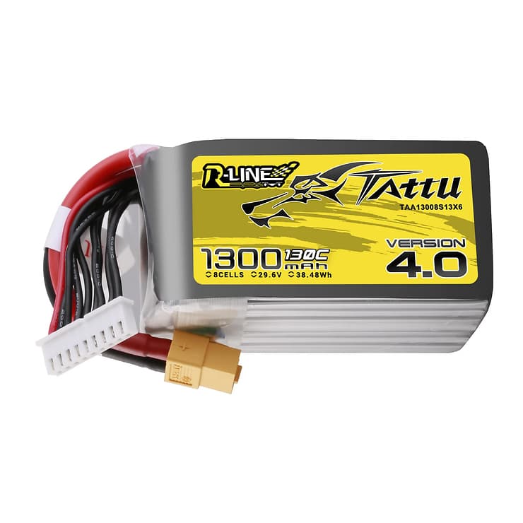 Tattu R-Line V4.0 LiPo Battery 130C 29.6V 1300mAh 8S XT60 for fpv drones