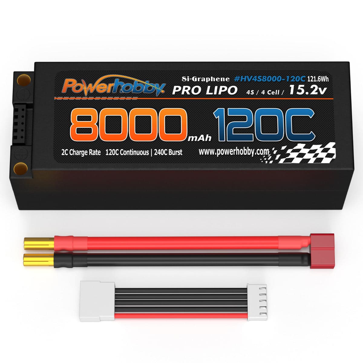 Powerhobby 15.2V 4S 8000MAH 120C Graphene + HV Lipo Battery 5mm Bullets Deans for fpv drones
