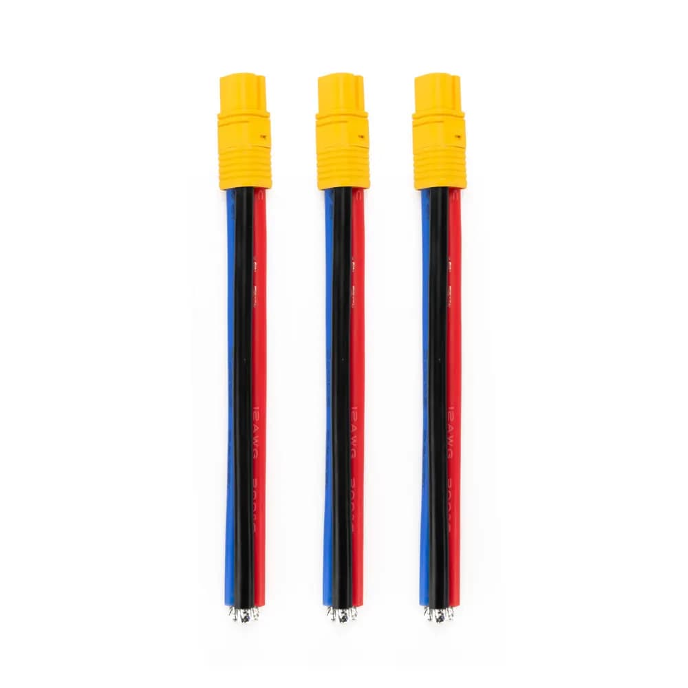 Amass MT60 12AWG LiPo Pigtail w/ Protective Sleeve - Male (3Pcs) - 3.5 for fpv drones