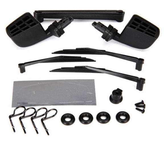 Traxxas 8817 Mirrors Side Black (Left & Right)/ O-rings (4)/ Windshield Wipers for fpv drones