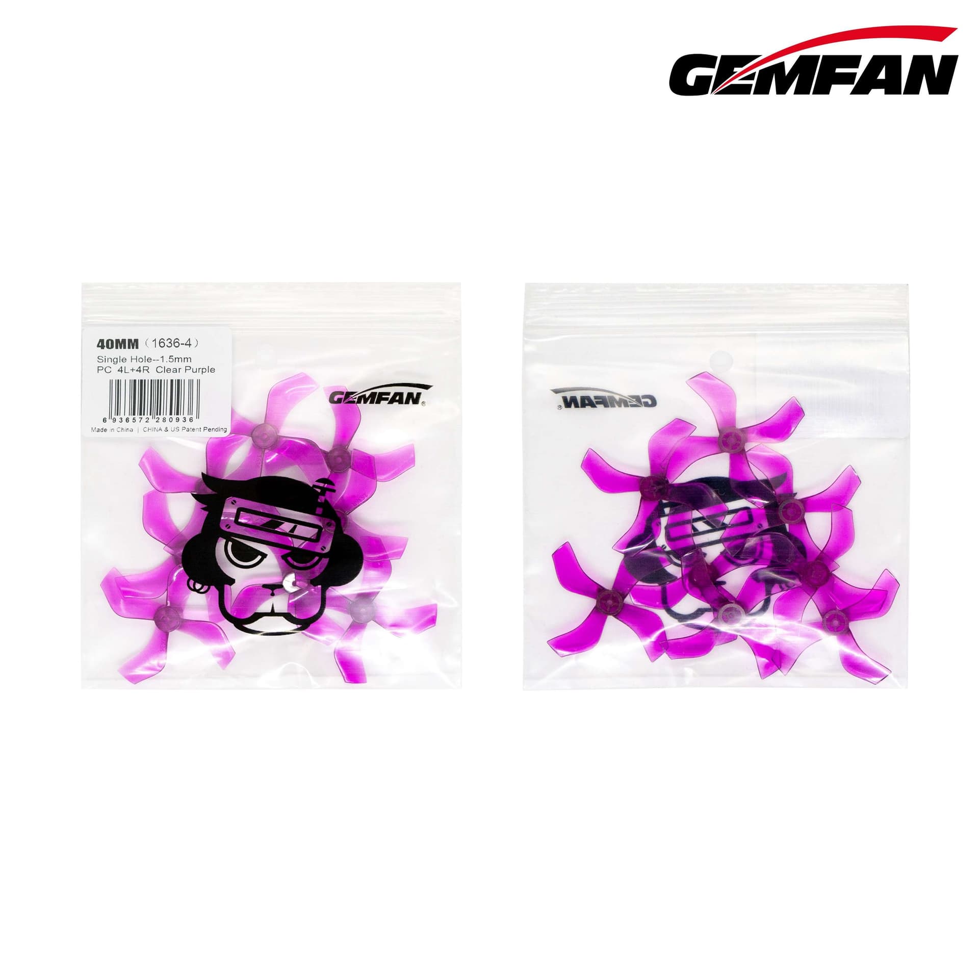 Gemfan 1636-4 40mm 1.6"' 4-Blade Whoop Propeller 1mm Shaft Single Hole (4CW + 4CCW) for fpv drones 1