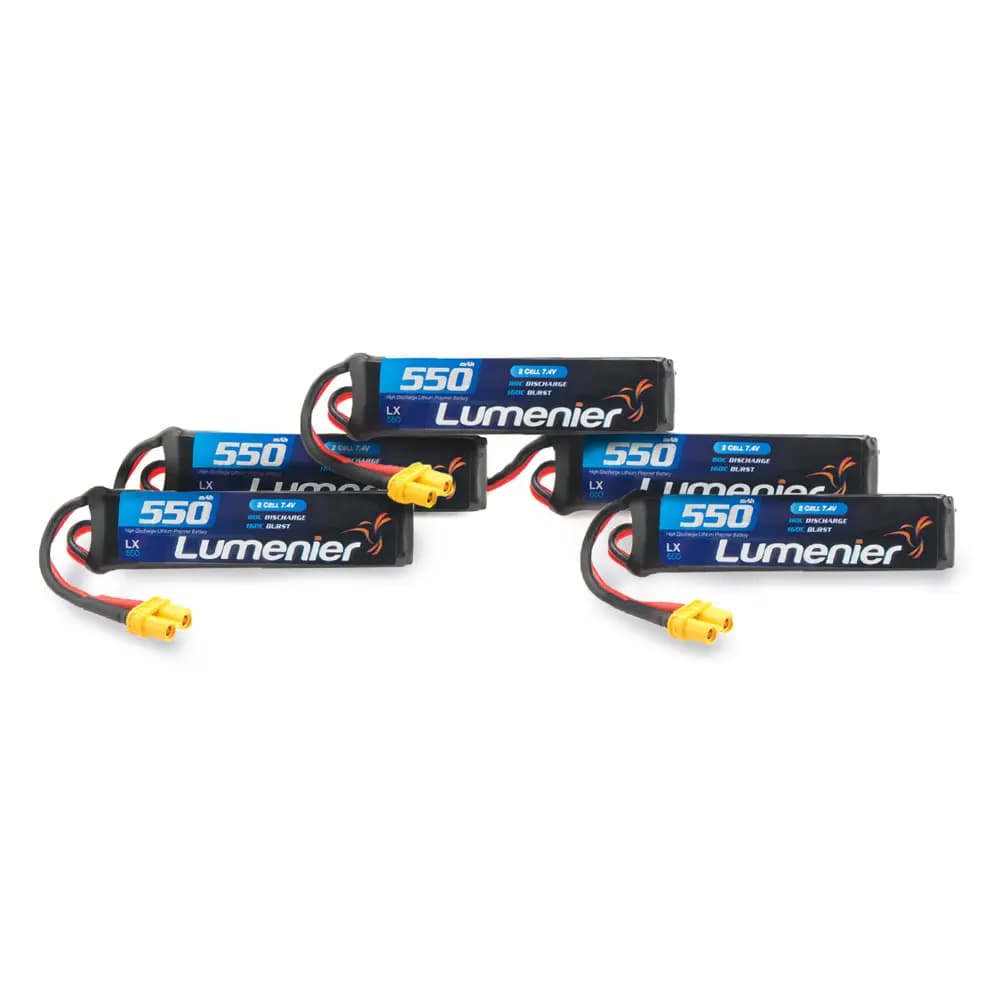 Lumenier 550mAh 2S 80c LiPo Battery (XT-30) - 5 Pack Bundle - 14.8 Volt (4 Cell) for fpv drones 1