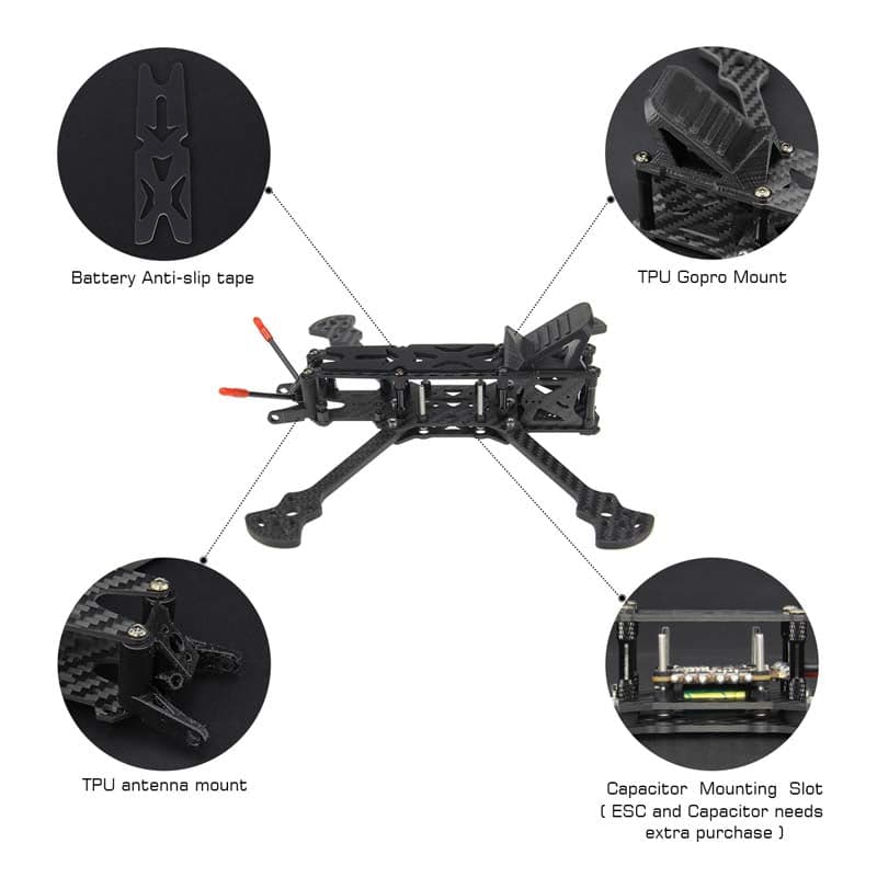 HGLRC Sector Freestyle  3K Carbon Fiber Frame Kit for RC Drone FPV Racing for fpv drones 6