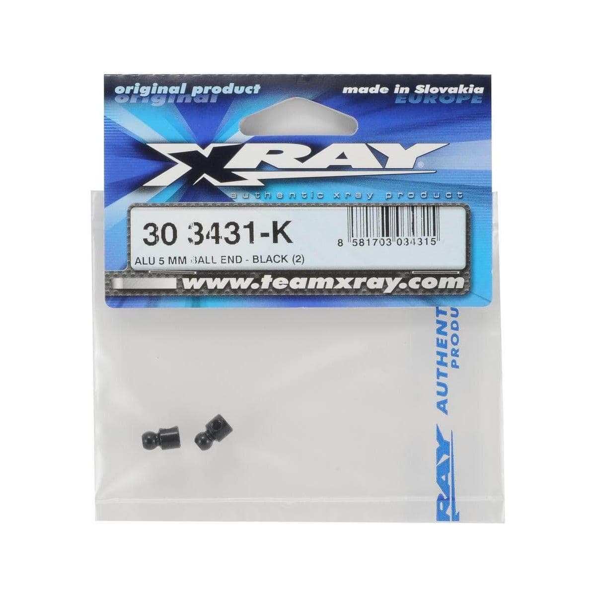 XRA303431-K, XRAY 4.9mm Aluminum Ball End Set (Black) (2) for fpv drones 1