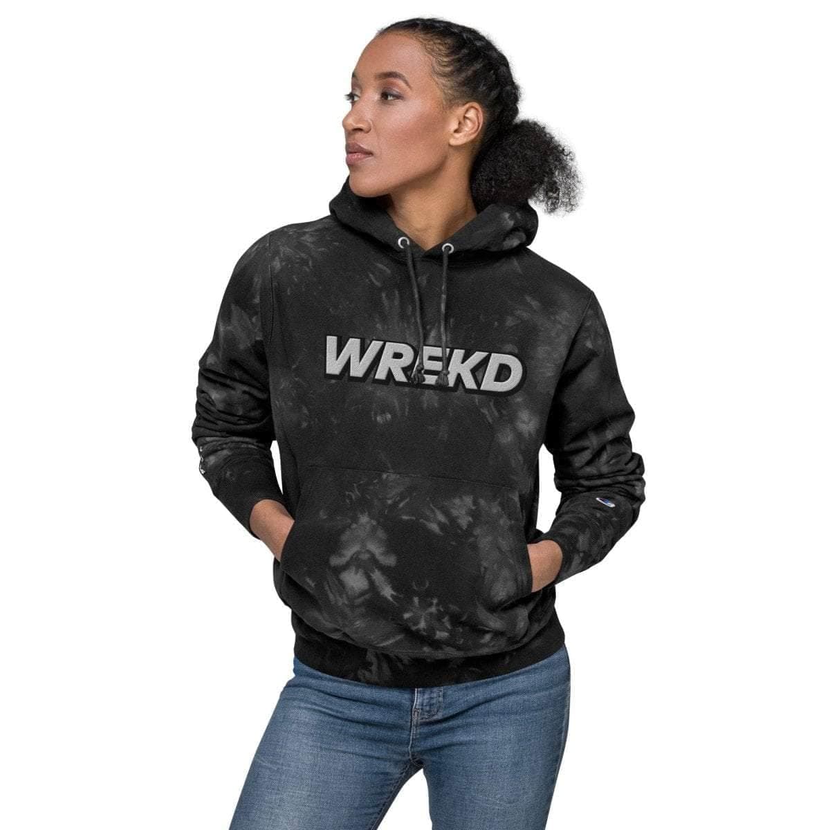 WREKD x VROOM Unisex Champion Tie-dye Hoodie for fpv drones 1