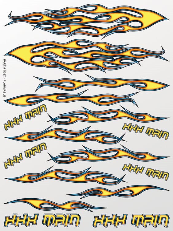 XXX Main XXXS027 Flammable Sticker Sheet for fpv drones