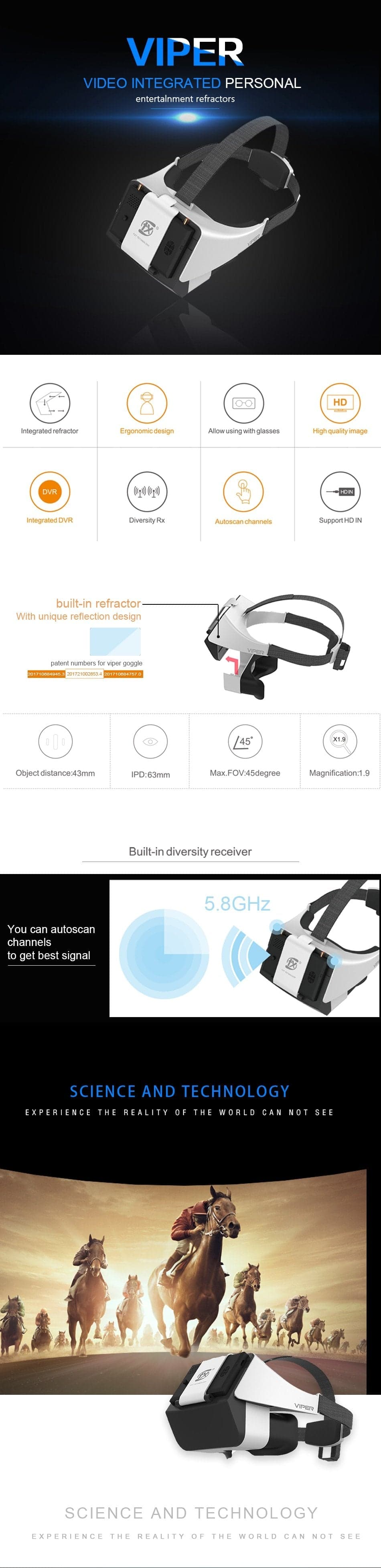 FXT Viper Diversity FPV Box Goggles w/ DVR for fpv drones 11