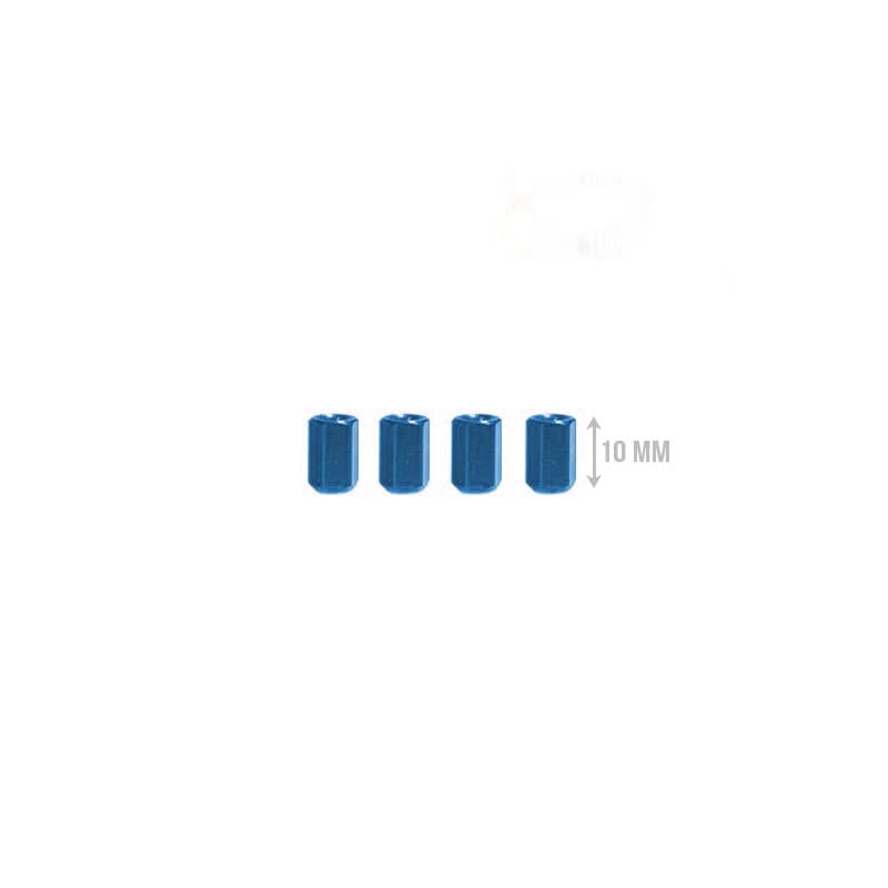 M3 Aluminium Standoffs (4 stuks) - HEX - 10mm - BLAUW for fpv drones 1