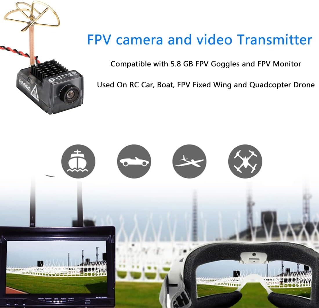 SoloGood Spotter V2 FPV Camera AIO 700TVL FOV170 40CH 5.8G Video Transmitter 20/100/200mW built-in OSD for FPV Drone RC Car Boat for fpv drones 6