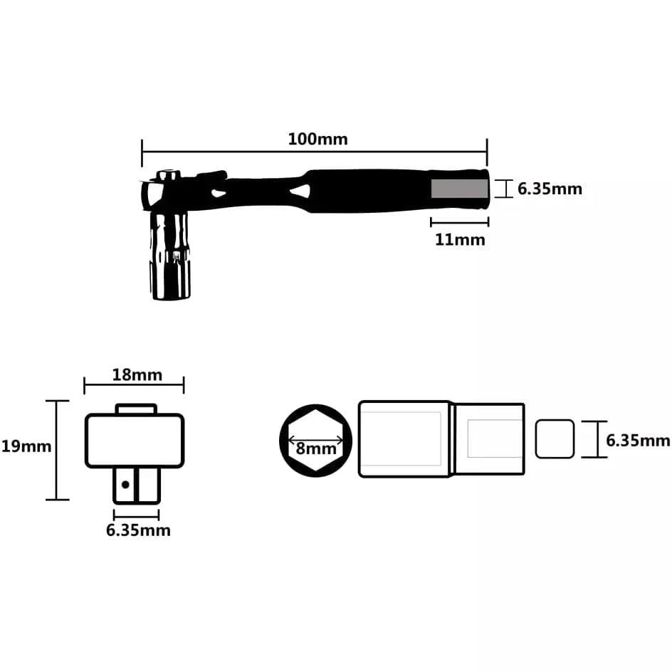 Gemfan 1/4" Ratcheting Prop Wrench - 8mm for fpv drones 3
