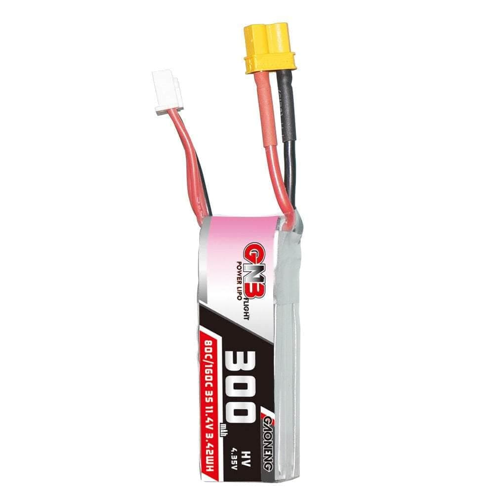 Gaoneng GNB 11.4V 3S 300mAh 80C LiHV Micro Battery - XT30 for fpv drones 1