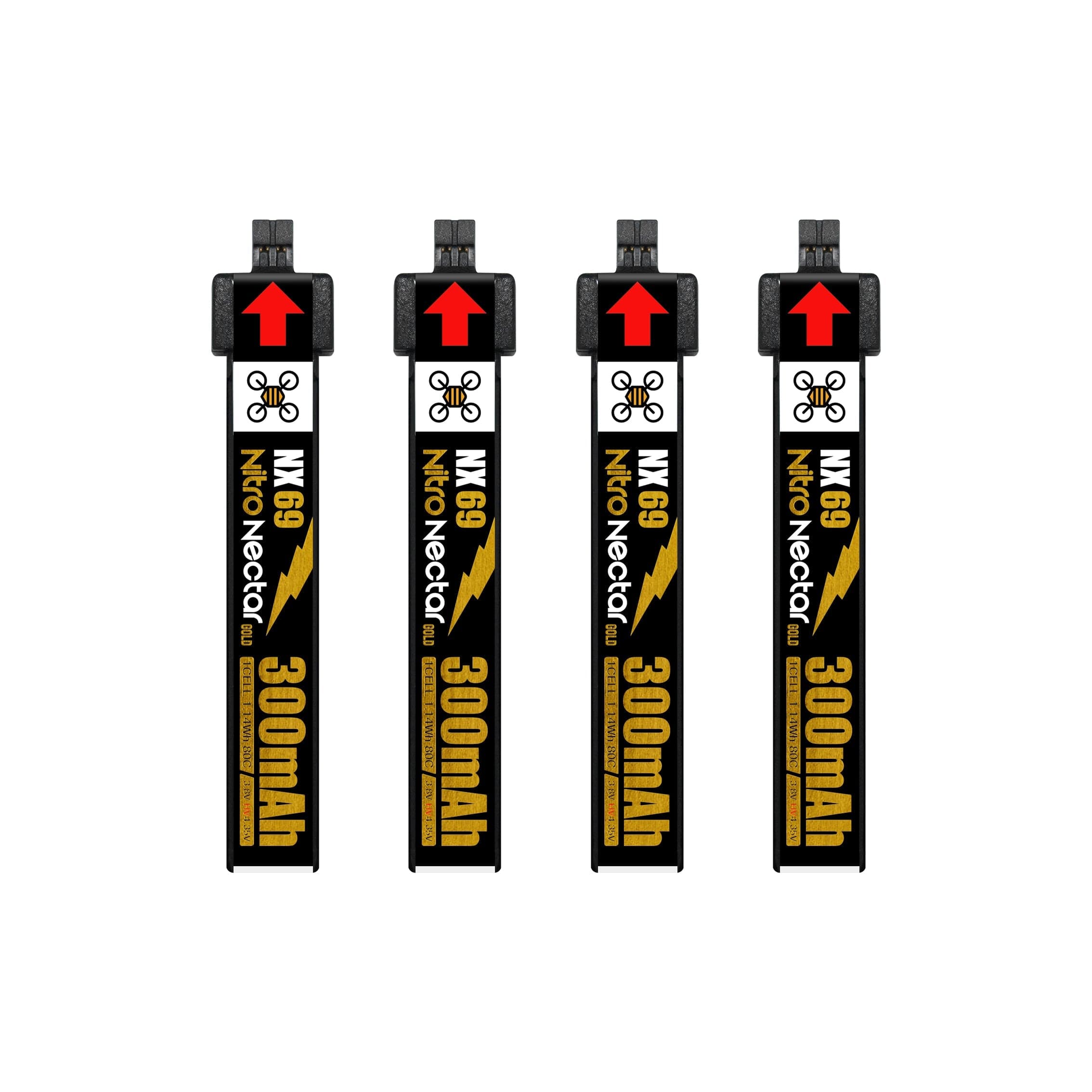 NewBeeDrone Nitro Nectar NX69 300mAh 1S HV LiPo Battery 4xBatteries for fpv drones 4