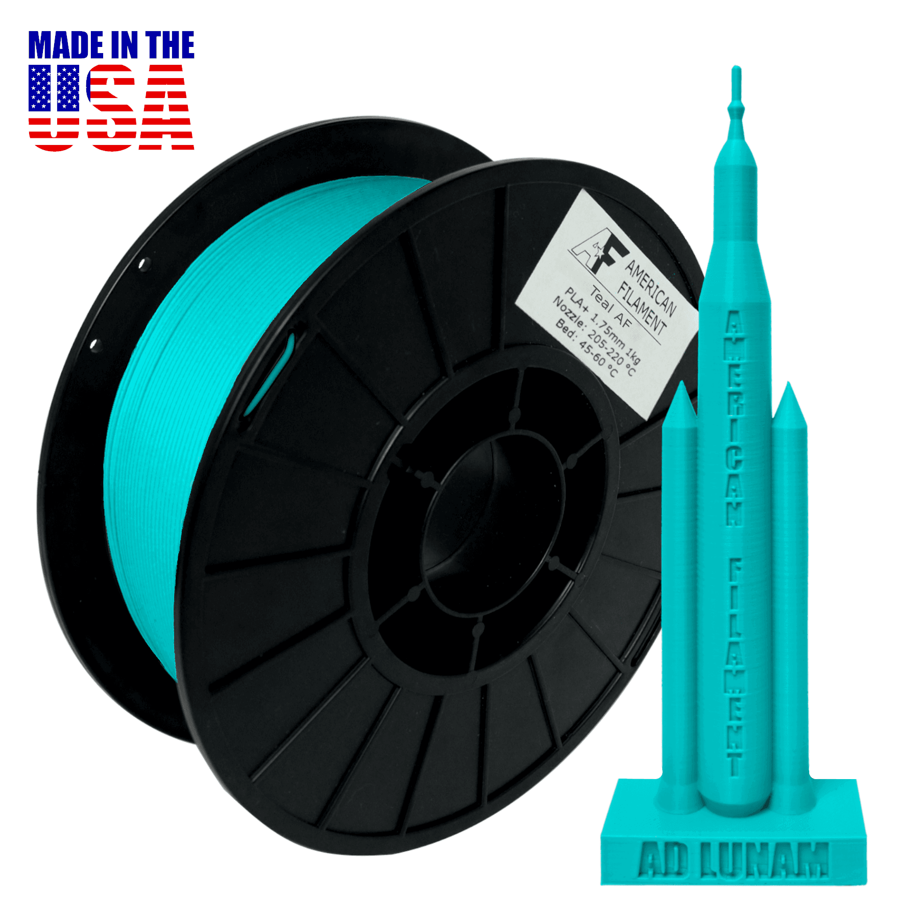Teal AF 1.75mm PLA+ Filament Made in the USA! for fpv drones