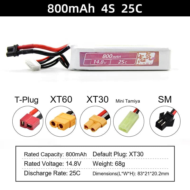 Water gun lithium battery 11.1V 7.4V high-rate 30C polymer launcher battery XT30 for fpv drones 22