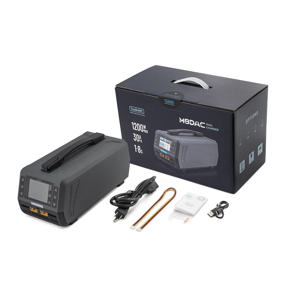 ToolkitRC M8DAC 1-8S Dual Drone Charger 1200W 30A×2 50A SYNC Charger - XT90 for fpv drones 7