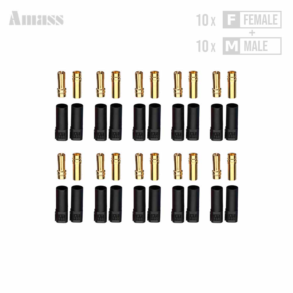 XT150 Connector (ZWART) - 10 SETS (Female + Male) for fpv drones
