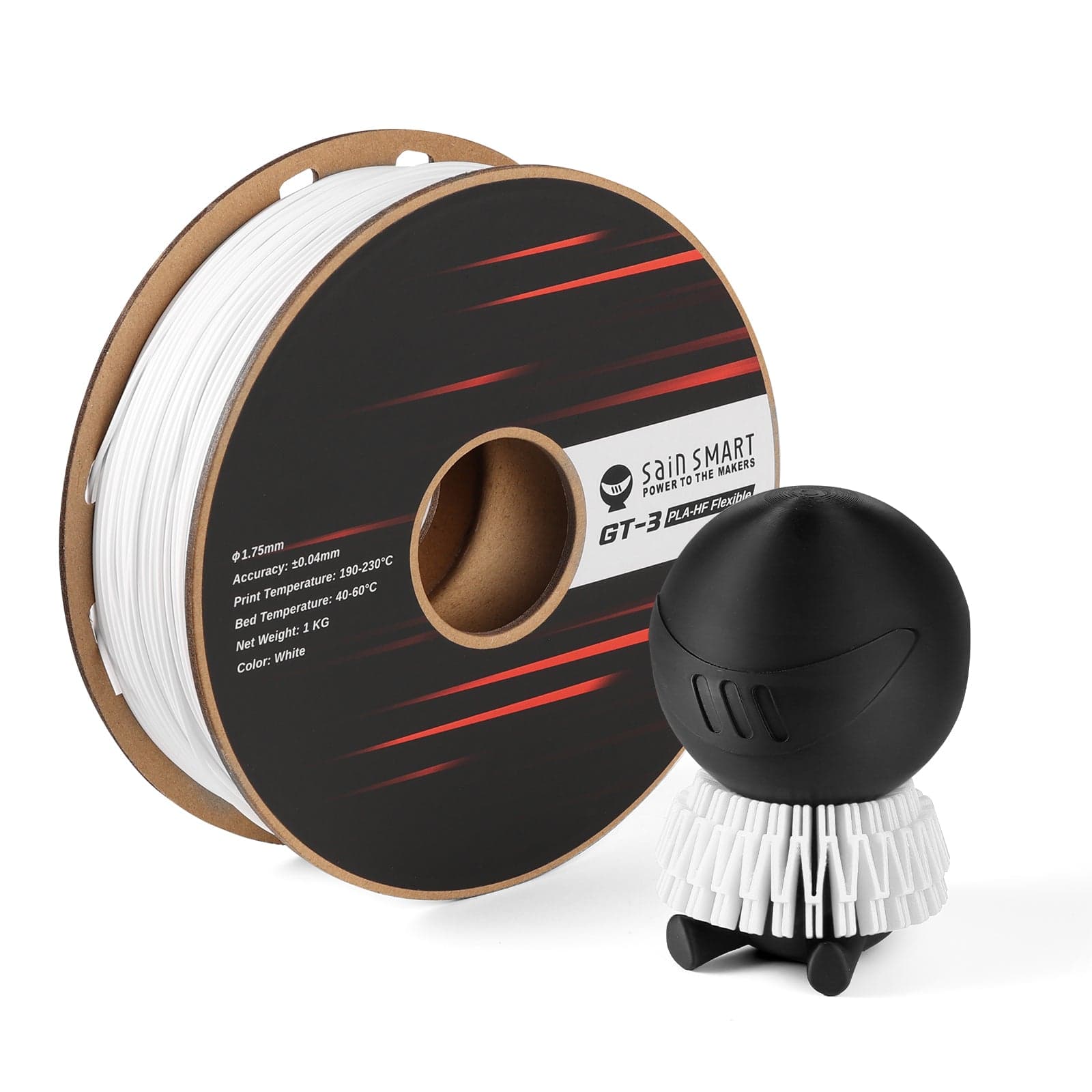 GT-3 High Flowability Flexible PLA Filament 1.75mm, 1KG, ±0.04mm, Black/White for fpv drones 6