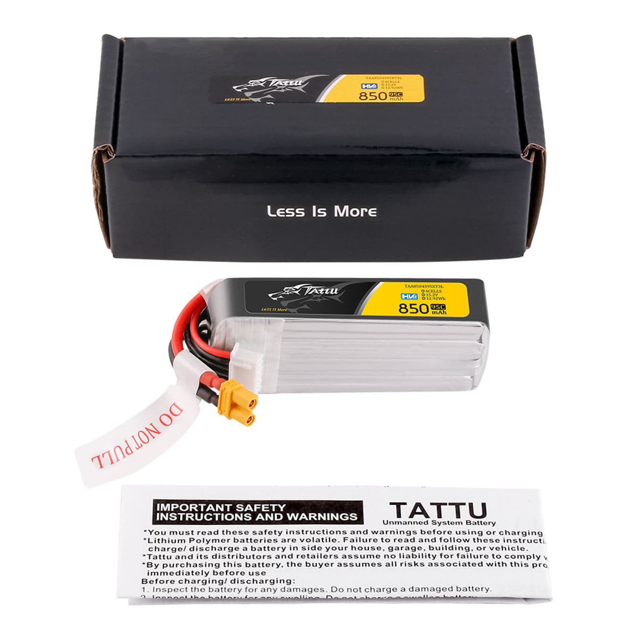 Tattu 850mAh 4s 95C 15.2V HV Lipo Battery Long Pack with XT30 Plug for fpv drones 4