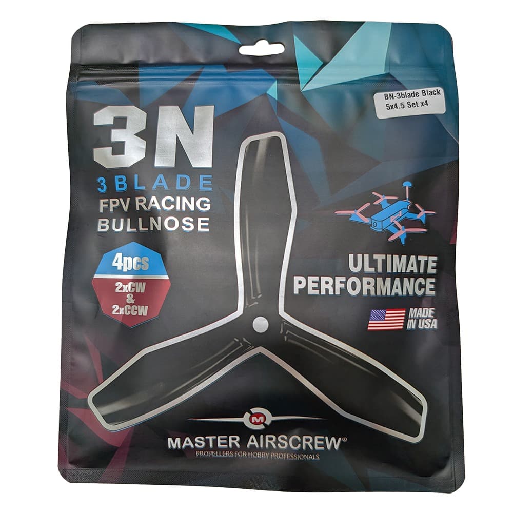 Master Airscrew BN 5x4.5 3-Blade Propeller (Set of 4) - 6.5 - Black for fpv drones 2