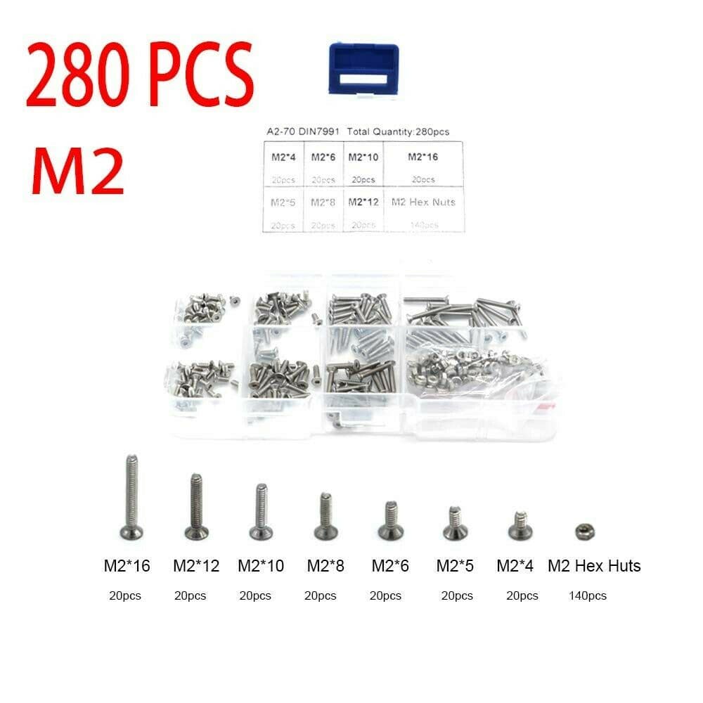 M2 Counter Sunk 280pcs Stainless Steel Bolt Fastener Kit by Phaser FPV for fpv drones 1