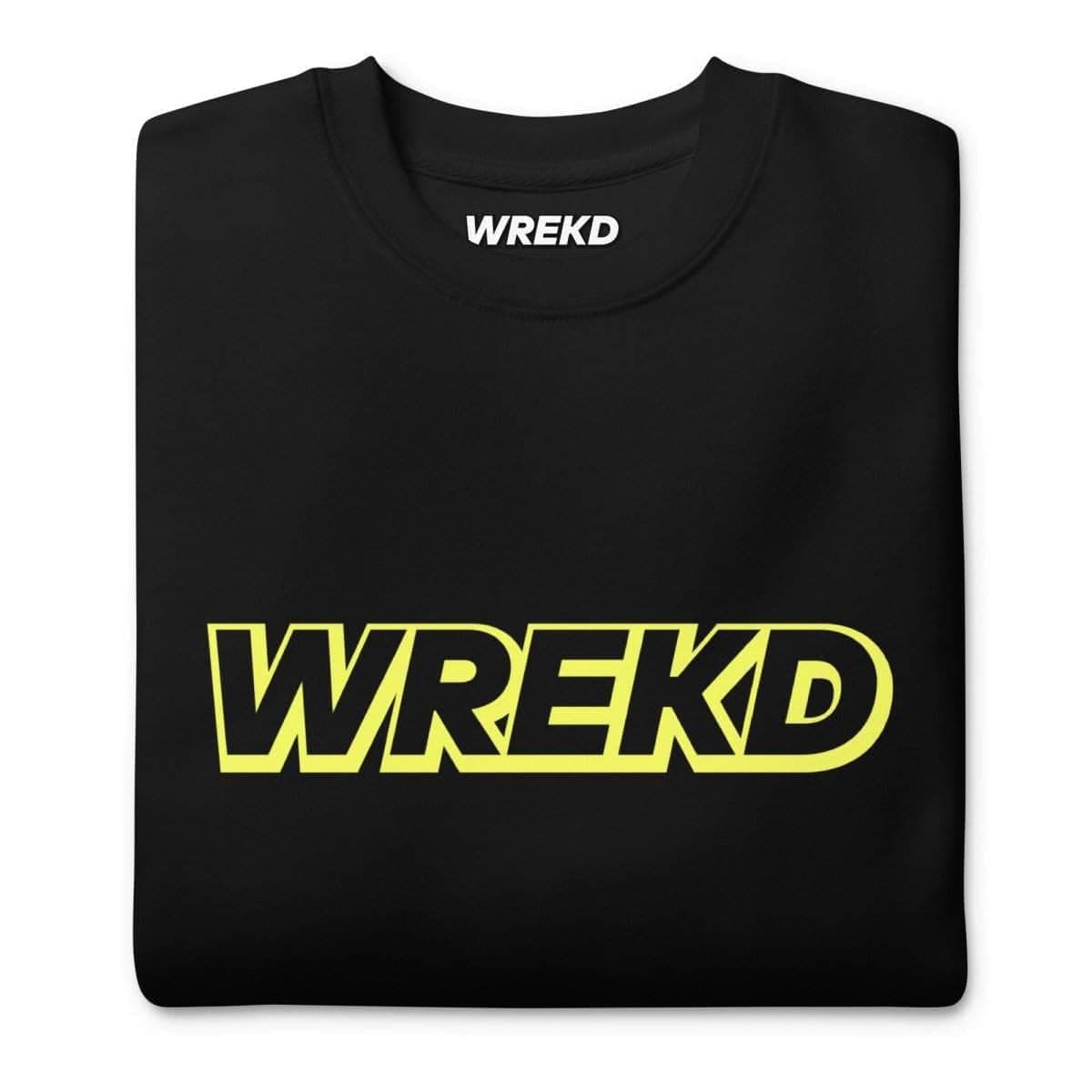 WREKD Yellow on Black Logo Unisex Premium Sweatshirt for fpv drones 1