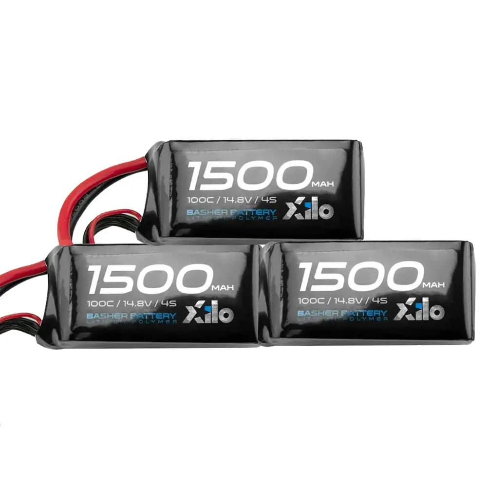 XILO 1500mAh 4S 100c Basher LiPo Battery XT60 - 3 Pack Bundle - 14.8 Volt (4 Cell) for fpv drones