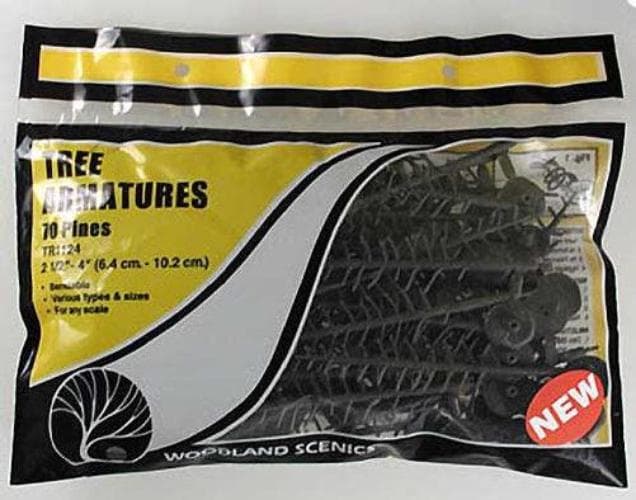 Woodland Scenics TR1124 N/HO Tree Armatures 2-1/2-4" (70) Train Scenery for fpv drones