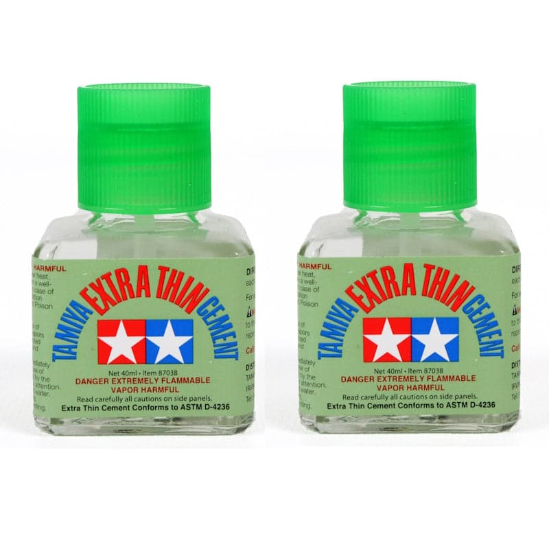 X2 - Tamiya 87038 Extra Thin Cement 40 ml - Plastic Model Cement for fpv drones