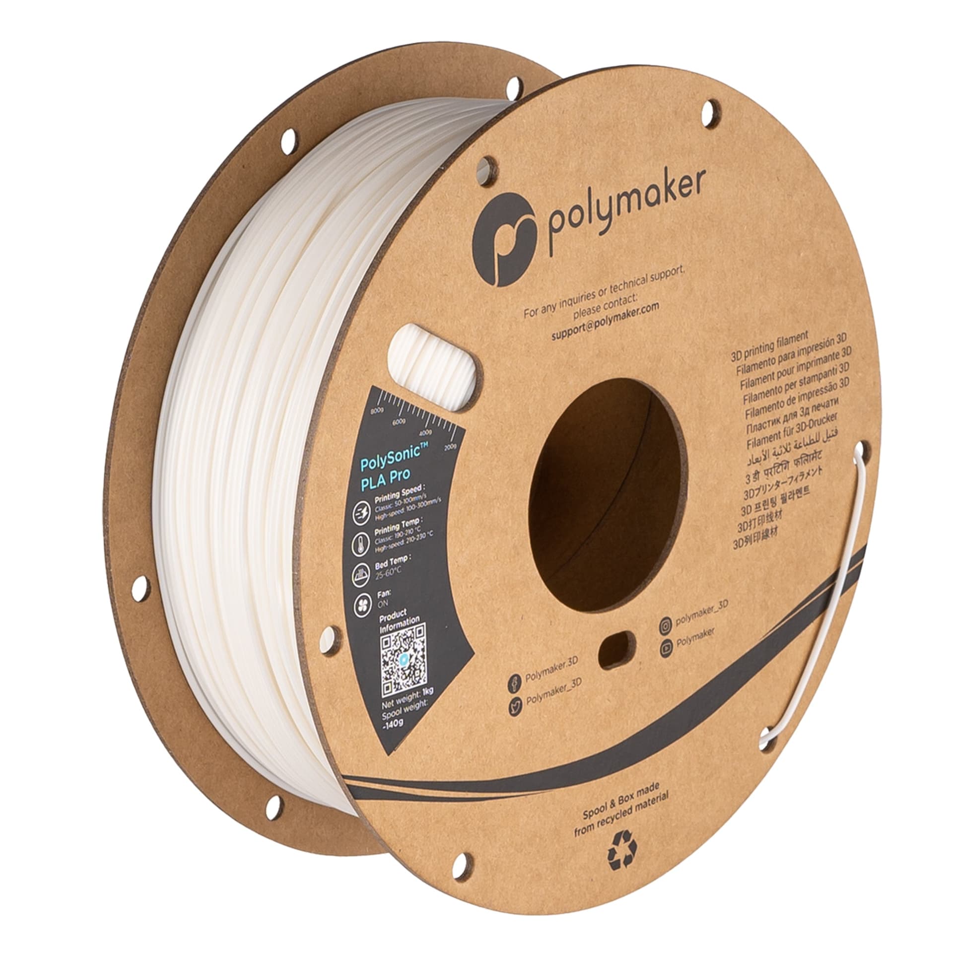 Polymaker Polysonic PLA+ Pro Filament 1.75mm 1kg for fpv drones 1